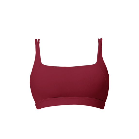 VISALY Racerback Athletic Sports Bra High Support Stretch Fit Top Gym Running Training Sports Bra Square Neck Bralette Supportive Unlined No Underwire Wireless Padded Yoga Workout Bra Tops Wine S