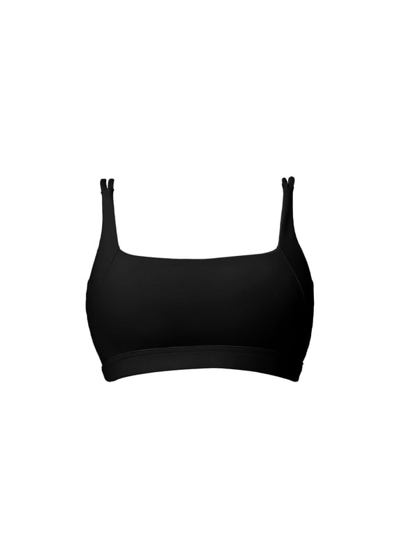 Racerback Athletic Sports Bra High Support Stretch Fit Top Gym Running Training Sports Bra Square Neck Bralette Supportive Unlined No Underwire Wireless Padded Yoga Workout Bra Tops Black S