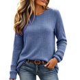 thumbnail image 1 of VISALY Ribbed Long Sleeve Sweater Shirts Lightweight Crewneck Pullover Sweater Cute Fall Business Dressy Casual Work Tunic Tops Cozy Knit Pullover Blouses Fall Outfits Trendy Boho Clothing Blue Xl, 1 of 9