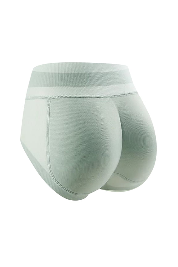 Seamless Butt-Lifting Panties: 1cm Padding, Natural Curved Silhouette Design, Green,S