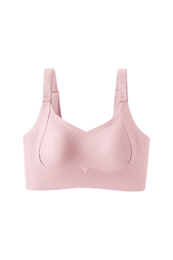 Seamless Wireless Lift Bust Shaping Bra Full Coverage Custom Bust Shaping Bra Comfort Adjustable Wide Strap Support Bralette No Underwire Sports Bra Soft Comfy Stretch Underwear Pink M