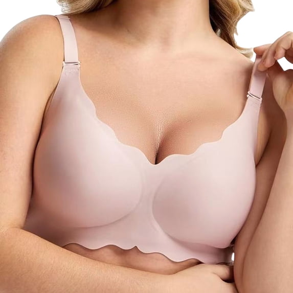 VISALY Seamless bras Molded Cup Sports Bra, Women's Seamless Underwear Thin and Comfortable Bra Wireless, Underwear and Bra Sets for Women Matching Underwear and Bra Sets, Pink,XL
