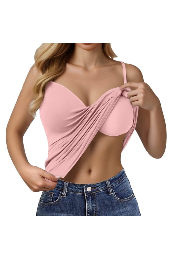 Shelf Bra Tank Tops for Women, Padded Tank, Womens Workout Tank Tops with Built In Bra Ribbed Workout Short Racerback Tank Tops with Built In Bra camisole tops for women built in bra, Pink,S