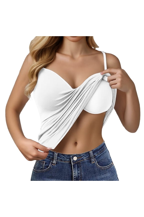 Shelf Bra Tank Tops for Women, Padded Tank, Workout Tank Tops with Built In Bra Ribbed Workout Short Racerback Tank Tops with Built In Bra camisole tops for women built in bra, White,S
