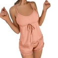 thumbnail image 1 of VISALY Short Pajama Set for Women Plus Size Loungewear Lace Camisole Tank Tops Summer Sleeveless Vest Ribbed Nightwear Soft Sleepwear Leisure Suit Matching Pajama Set Pink Xxl, 1 of 5