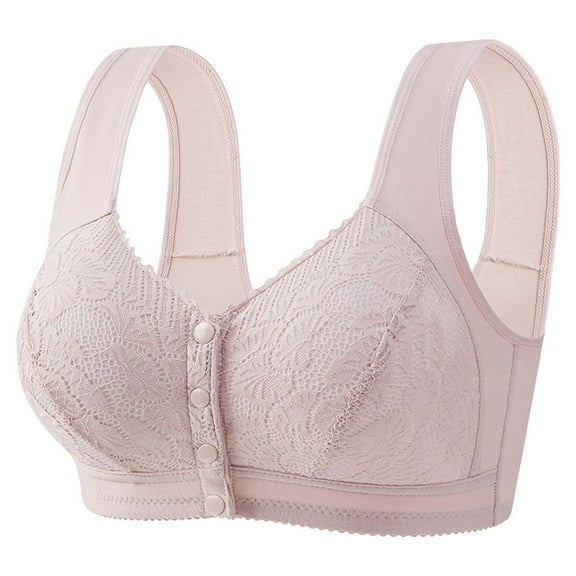 VISALY Short Sleeve Bras for Women, Bras for Older Women 2025 Front Closure Bra Cotton Bra Full Coverage Comfortable Bra No Underwire Plus Size Bra, Wireless Bra, Plus Size Tops, Bras (Pink, D)