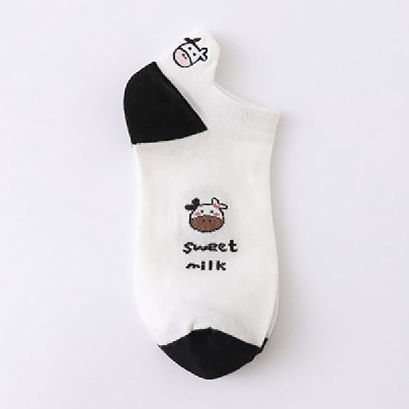 VISALY Socks Womens Cotton Ankle Socks | Ankle Socks White Ankle Socks Japanese Style Cartoon Heel Embroidered Cute Ankle Socks for Women Ankle Compression Socks Cushioned Ankle Socks | 1 Pack