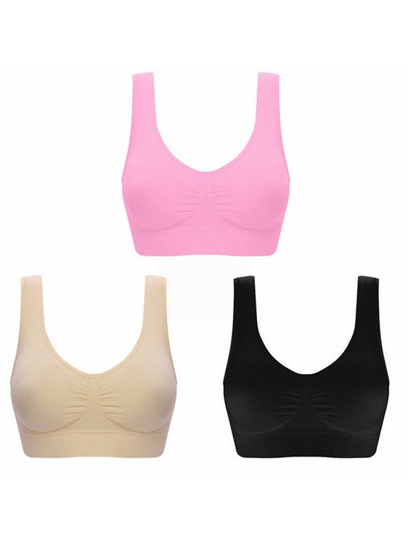 Sports Bras High Impact Sports Bras For Women Three Piece Bra Women's Underwire Yoga Bra Large Breasts Small Seamless Double Layer Bra Yoga Sports Bra Wireless Bras Comfortable Bras Beige XXL