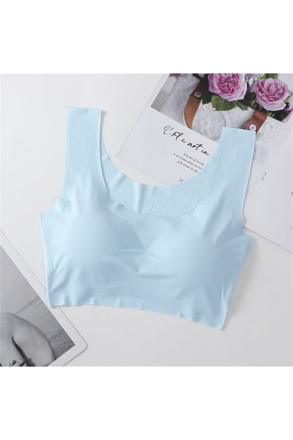 Sports Bras Plus Size Sports Bra Seamless Bras For Women Ultra Thin Padded Comfort Wireless Bra Breathable Bralette For Sleep Everyday Bra Wireless Bras Sleep Bras Comfortable Bras Blue XXL