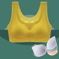 thumbnail image 1 of VISALY Sports Bras Plus Size Sports Bra Women Ultra Thin Ice Silk Bra Comfortable Plus Size Seamless Wireless Sports Bra With Removable Pads Wireless Bras Sleep Bras Comfortable Bras Yellow L, 1 of 7