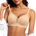 thumbnail image 1 of VISALY Sports Bras for Women Bralettes for Women Full Coverage Support Bras for Older Women Lift No Underwire Seamless T-Shirt Bra Comfortable Lightly Padded No Show Bra Basic Lift Bras Beige L, 1 of 6