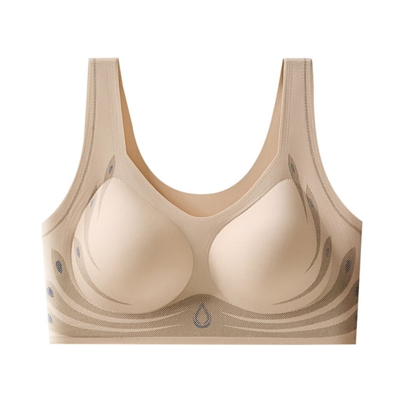 VISALY Sports Bras for Women High Support, High Support Adjustable Strap Full Coverage Up Bras Comfortable No Underwire Wireless Bras, Backless Bra, Seamless Bras, Bras, Sleep Bra (Khaki, M)