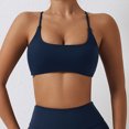 thumbnail image 1 of VISALY Sports Bras For Women Racerback Bra Women's Sports Bra Padded Crossed Back Bustier Without Underwire Spaghetti Straps For Yoga Fitness wireless bras Padded Bra Comfortable Bras Navy S, 1 of 9