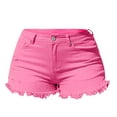 thumbnail image 1 of VISALY Spring Break Essentials, Womens Jean Shorts, Denim Shorts Women, Women's Spring and Summer Washed Retro Distressed Solid Color High, Ripped Jeans Womens, 1 Pack Shorts for Women, Red1, L, 1 of 5
