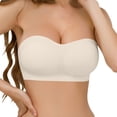 thumbnail image 1 of VISALY Strapless Bandeau Bra Side Closure Shaping Lift Bralettes Pull Up Full Support Back Crossing Bandeau Plus Size Non-Slip Seamless Wireless Breathable Comfortable Padded Tube Top Beige L, 1 of 9