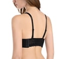 thumbnail image 1 of VISALY Strapless Clear Back Strap Convertible Bra with Lace Push Up Padded Backless Bra Plus Size Underwired Brassiere Low Back Strapless Bra Women Push Up Lace Trim Lifting Balconette Black 32B, 1 of 9