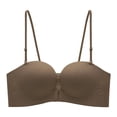 thumbnail image 1 of VISALY Strapless Front Closure Bra Anti-Slip Push Up Bralette Seamless Everyday Push Up Underwear with Convertible Straps Full Support Tunbe Tops Non-Slip Convertible Bandeau Bra Coffee Xl, 1 of 7