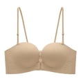 thumbnail image 1 of VISALY Strapless Front Closure Bra Anti-Slip Push Up Bralette Seamless Everyday Push Up Underwear with Convertible Straps Full Support Tunbe Tops Non-Slip Convertible Bandeau Bra Light Yellow M, 1 of 7