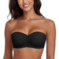 thumbnail image 1 of VISALY Strapless Front Closure Bra for Women Non Slip Padded Bandeau Bra Seamless Wirefree Underwear Strapless Bandeau Bralette Front Hook Padded Non Slip Seamless Push Up Tube Top Bra Black L, 1 of 8