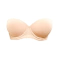 thumbnail image 1 of VISALY Strapless Push Up Bra Anti-Slip Seamless Bralette Soft Underwire Support Everyday Underwear Lightly Lined Underwire Bra for Women with Convertible Straps Supportive Tube Top Light Yellow S, 1 of 9