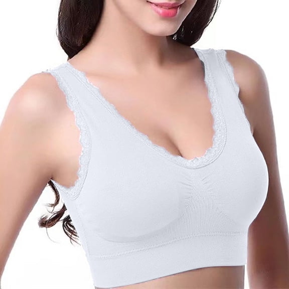 VISALY Strapless Push Up Bras for Women, Ladies Lace Push-Up Bra, Women Solid Four Breasted Adjustable Wireless Bra Wireless Pushup Bra super gather bra wireless push-up bra, White,XL