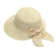 thumbnail image 1 of VISALY Straw Bonnet for Women Wide Brim Beach Sun Hat Floppy Hat Bow Hat Ladies Dress Hats Sunscreen Sunshade Hat with Bow Tie Wide Brim Straw Hat Bucket Cap Beach Fishing Hiking Beigeone Size, 1 of 3