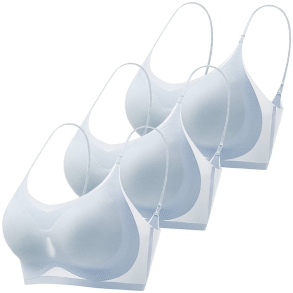 VISALY Summer Mesh Wirefree Bra Set: Ultra-Breathable Panels, Light Support, Gathered Cup Design - 3 Pack, A,L