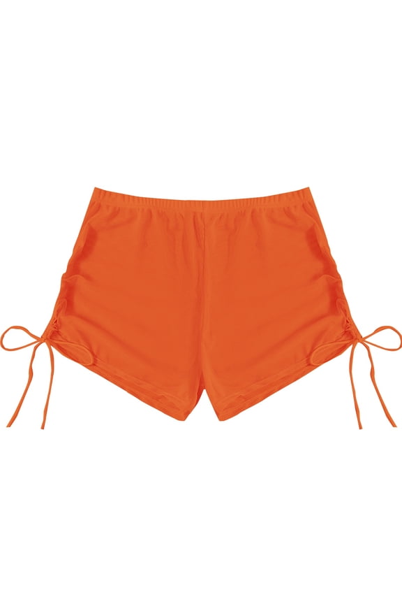 Swim Shorts Bikini Bottoms for Women Beach Summer Cover Up Shorts Bathing Suit Boyshorts Drawstring Side Board Shorts Bikini Cover Up Shorts Lightweight Casual Beach Swim Trunks Orange M