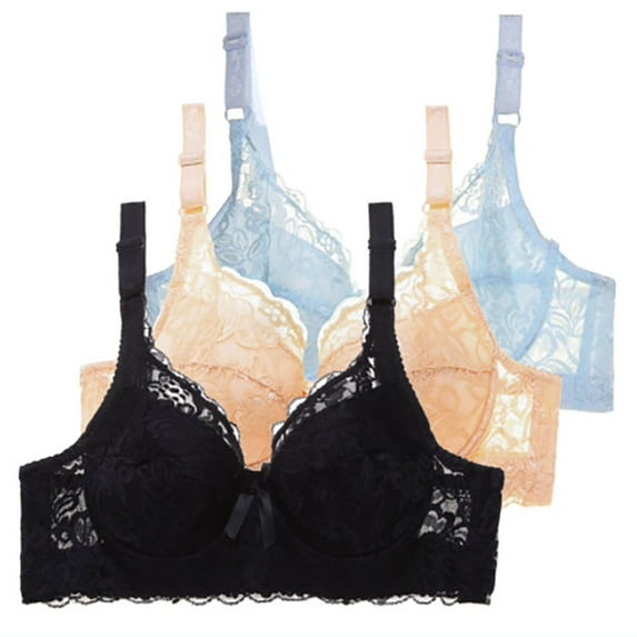 VISALY T-Shirt Bras Lace Bras High Support Bras Adjustable Strap Full Coverage Up Bras Comfortable No Underwire Wireless Bras Spaghetti Strap Bra Comfortable Bras Bras For Women Light blue 36/80BC
