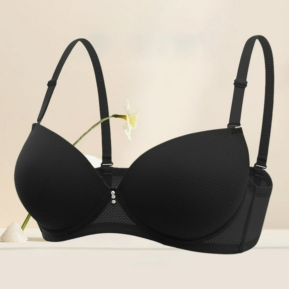 VISALY T-Shirt Bras Padded Bra Thin Laceless Comfortable Breathability Underwear Large Size Brater Buckle Female Bra Spaghetti Strap Bra Comfortable Bras For Women Bras For Women Black 75