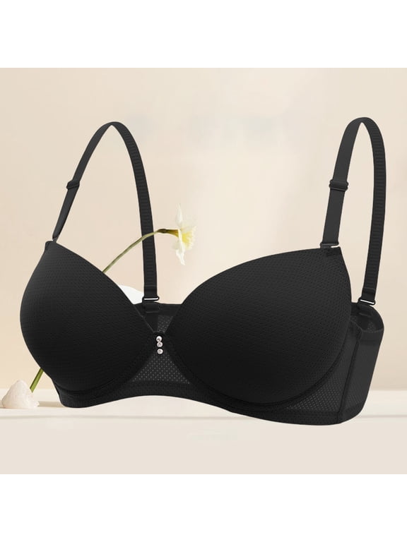 T-Shirt Bras Padded Bra Thin Laceless Comfortable Breathability Underwear Large Size Brater Buckle Female Bra Spaghetti Strap Bra Comfortable Bras For Women Bras For Women Black 85