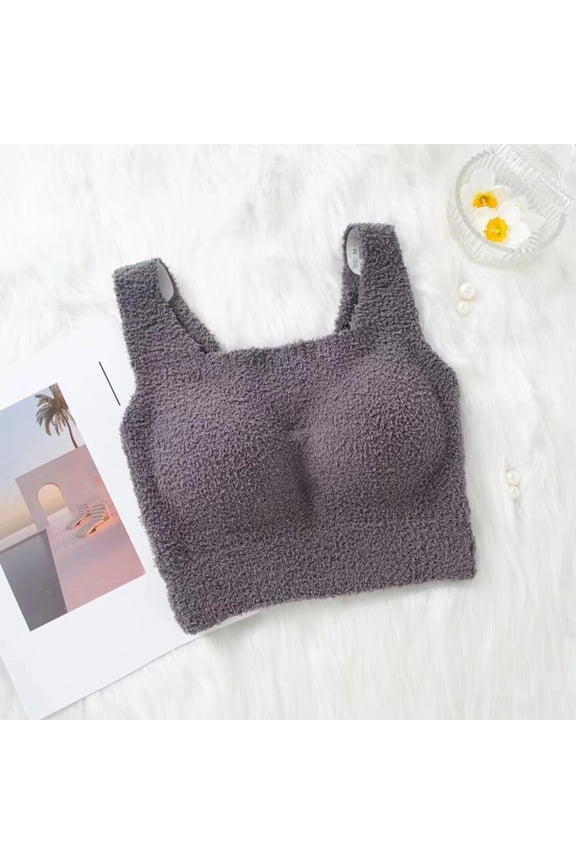 T-Shirt Bras Padded Bra Women's Thermal Underwear Thickened Bottomed Vest With A Bra Pad Underneath The Bottomed Top Full Coverage Bras T-Shirt Bras For Women No Underwire Women'S Bras Grey M