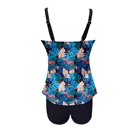 VISALY Tankini Set Two Piece Swimsuit with Boyshorts Adjustable Spaghetti Straps Bathing Suit Tank Top with High Waist Boy Shorts Swimwear Tummy Control Blouson Modest Tankini Sets Light Blue Xl