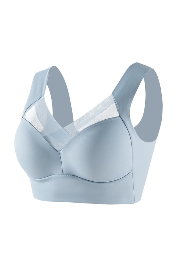 Thin Padded Bra Stretchy Comfort Bra Full Coverage Bralette Breathable Padded Bra Seamless Wireless Bra Plus Size Minimizer Bra Full Coverage Comfy Soft Full Coverage Bralettes Light Blue 3Xl