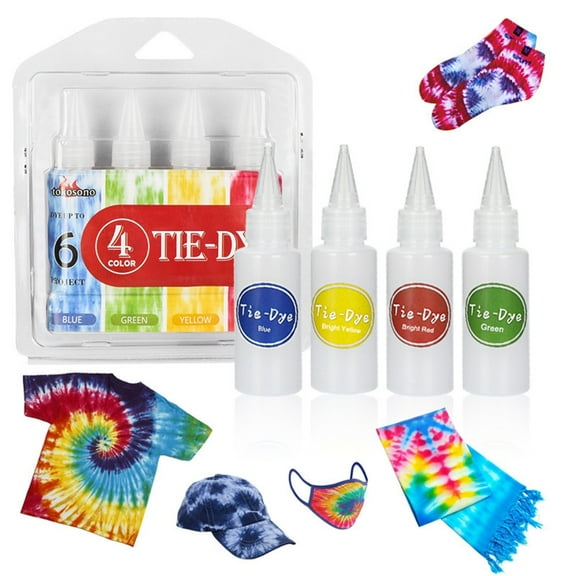 VISALY Tie Dye Kit - 4 Vibrant Colors Pre-Filled Bottles Tyedyedye Kit, Permanent Non-Toxic for Large Groups Kids Adults,Tye Fabric Textile Handmade Party(Just Add Water)