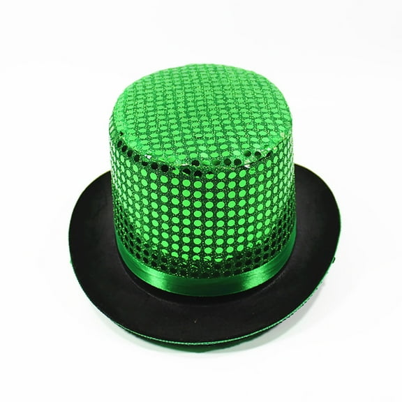 VISALY Top hat Womens Sun Hats Wide Brim | Sun Hats for Women Wide Brim Sun Protection Hats Wide Brim Church Hats Sequined St. Patrick's Day Wide Brim Hats Green Hats Wide Brim Derby Hats, S