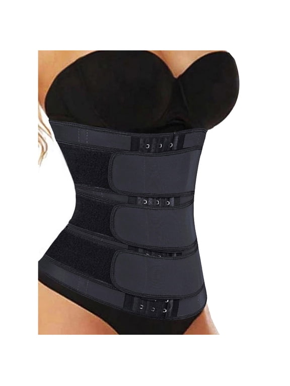 Triple-Belt Sports Corset: Waist Toning Design, Breastplate Support Top, Black,S