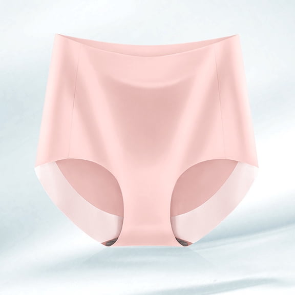 VISALY Tummy Control Pantie Seamless Underwear For Women Breathable Wicking Microfiber Briefs High Waist Ice For Women Butt Lifting Panties No Show Panties High Waisted Underwear For Women Pink L