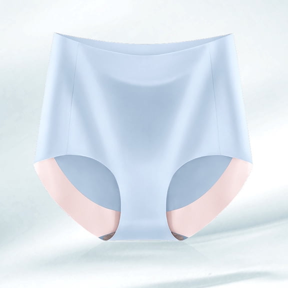 VISALY Tummy Control Pantie Seamless Underwear For Women Breathable Wicking Microfiber Briefs High Waist For Women Butt Lifting Panties No Show Panties High Waisted Underwear For Women Light blue L