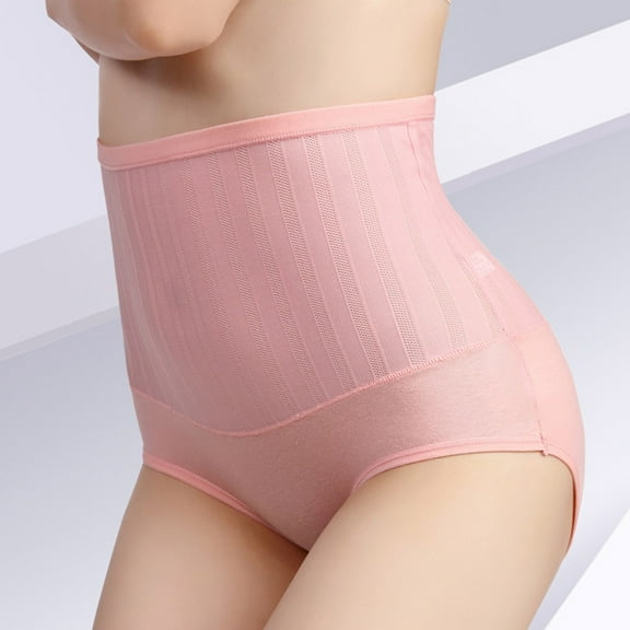 VISALY Tummy Control Pantie Seamless Underwear Womens High Waist Butt Lifter Body Shaper Panty Ladies Slim Waist Trainer Pants Butt Lifting Panties No Show Panties High Waisted Underwear Pink L