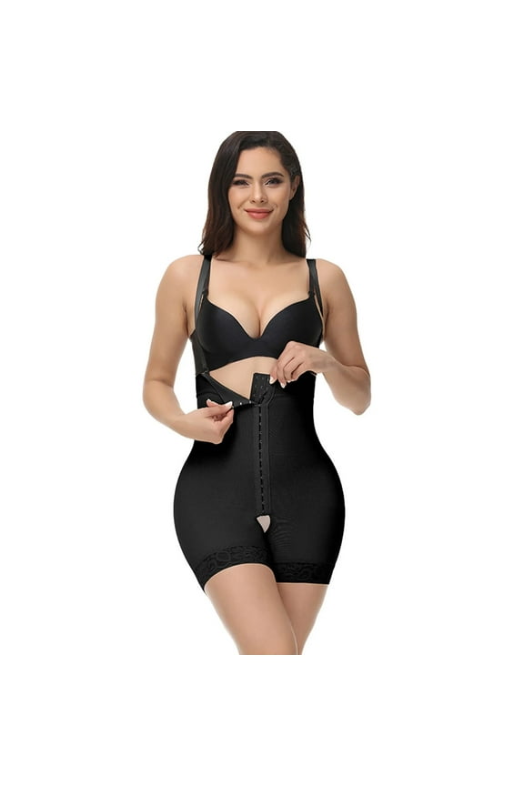 Tummy Control Underwear for Women, for Women Waist Trainer Postpartum Tummy Body Shaper Butt Lifter Thigh Slimmer Open Crotch Bodysuit, Shapewear Bodysuits (Black, 4XL)