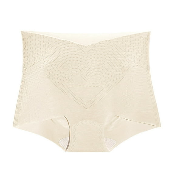 VISALY Tummy Control Underwear for Women, Women'S Underwear High Waist Ice Breathable Briefs Multipack, Plus Size, Panties (Beige, L)