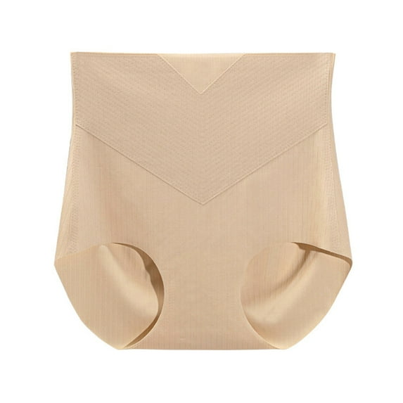 VISALY Tummy Control Underwear for Women, Women'S Underwear High Waist Ice Breathable Briefs Multipack, Plus Size, Shapewear Panties (Beige, XL)
