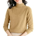 thumbnail image 1 of VISALY Turtleneck Sweatshirt Crochet Sweaters High Neck Long Sleeved Textured Printed Knitted Base Layer Loose Inner Sweater Oversized Sweatshirt Half Zip Pullover Womens Sweatshirt Gold M, 1 of 9