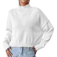 thumbnail image 1 of VISALY Turtleneck Sweatshirt Crochet Sweaters Turtleneck Sweater Oversized Long Sleeve Knitted Pullover Fall Winter Trendy Basic Crop Sweaters Hoodies Pullover Solid Sweatshirt Sweatshirt White S, 1 of 4