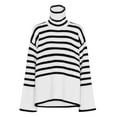 thumbnail image 1 of VISALY Turtleneck Sweatshirt Tunic Sweatshirt Women's Striped Turtleneck Sweater Long Sleeve Oversized Knitted Soft Pullover Sweaters Side Lightweight Pullover Soft Sweaters Pullover White M, 1 of 2