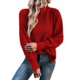 thumbnail image 1 of VISALY Turtleneck Sweatshirt Tunic Sweatshirt Womens Turtleneck Oversized Sweaters Batwing Long Sleeve Pullover Loose Chunky Knit Jumper Lightweight Pullover Dressy Sweaters Solid Sweatshirt Rd2 Xl, 1 of 4