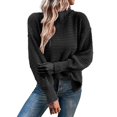 thumbnail image 1 of VISALY Turtleneck Sweatshirt Tunic Sweatshirt Womens Turtleneck Oversized Sweaters Batwing Long Sleeve Pullover Loose Chunky Knit Jumper Lightweight Pullover Dressy Sweaters Solid Sweatshirt Black L, 1 of 4