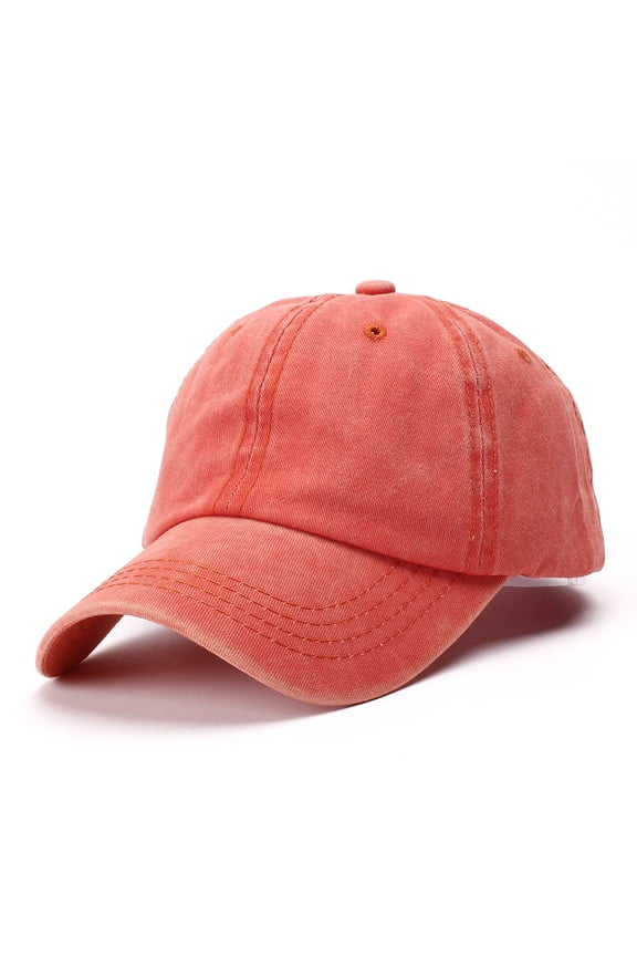Unisex Vintage Washed Cotton Baseball Caps Large Size Ball Cap Cotton Casual Hat Adjustable Closure Cap Plain Casual Cap Unisex Casual Cap Outdoor Casual Cap Vintage Dad Hat Orange One Size