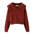 thumbnail image 1 of VISALY V Neck Pullover Sweater Cotton Sweaters Trendy Long Sleeve Sweater Tops Fall Chunky Cable Knit Pullover Sweaters Business Casual Sweater Business Casual Sweaters Soft Sweaters Red One Size, 1 of 7